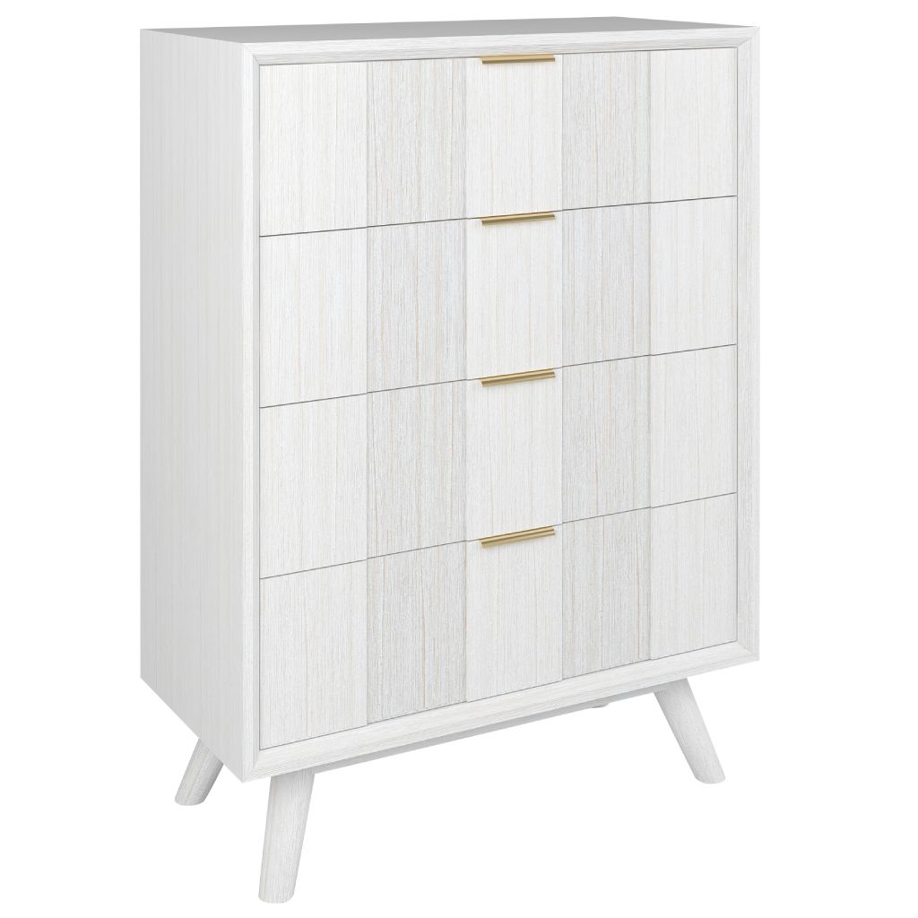 Elowen Acacia 4 Drawer Tallboy - White Wash