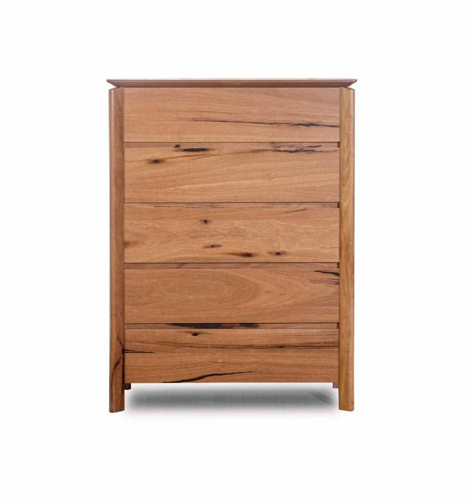 Atherton 5 Drawer Timber Wood Tallboy - Natural