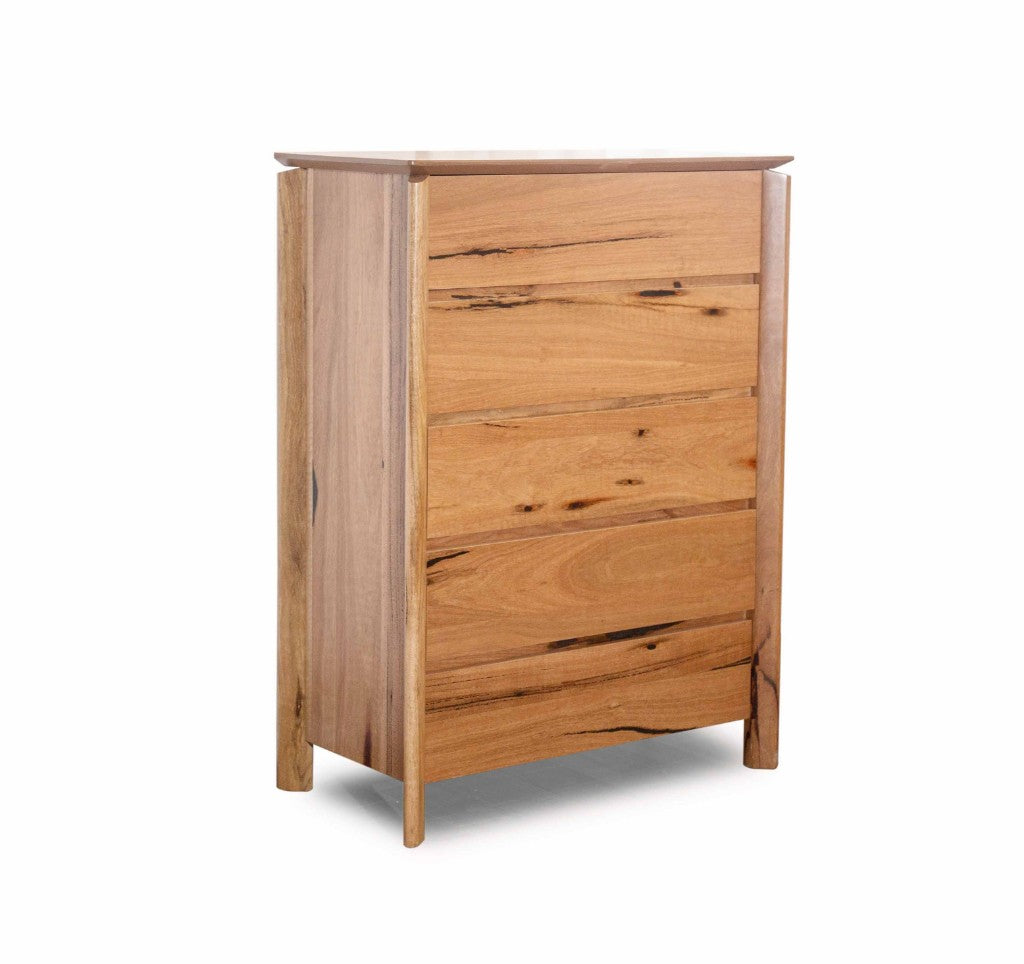 Atherton 5 Drawer Timber Wood Tallboy - Natural