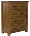 Sundale Rustic Pine 4 Drawer Tallboy - Aged Sundried Ash