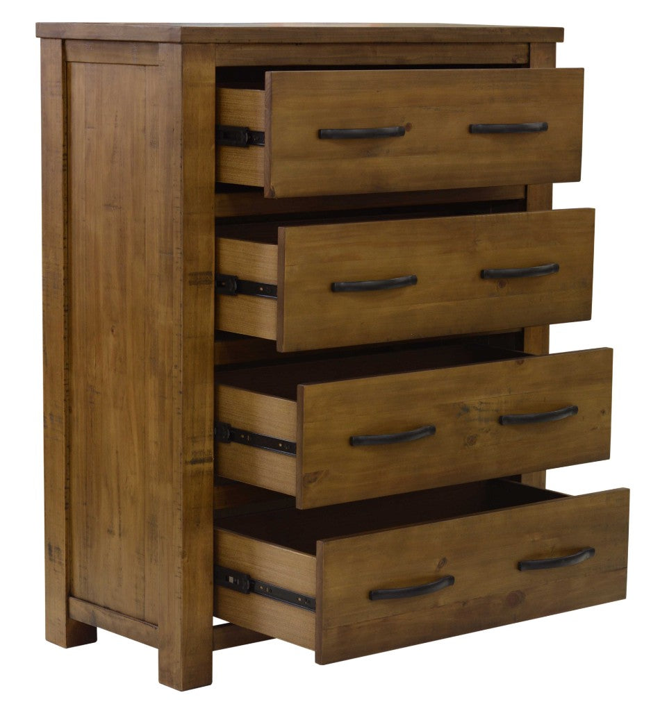 Sundale Rustic Pine 4 Drawer Tallboy - Aged Sundried Ash