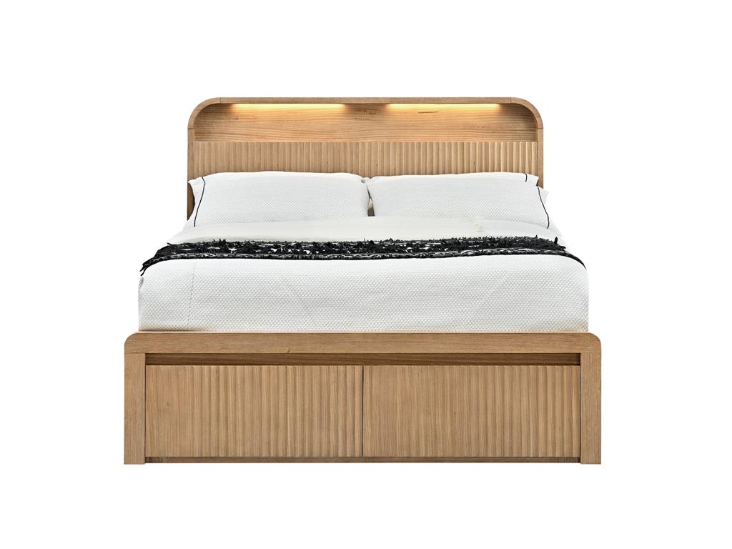 Belmont King Bed with LED Niche, USB & Drawers - Light Smoke