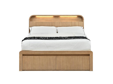 Belmont King Bed with LED Niche, USB & Drawers - Light Smoke