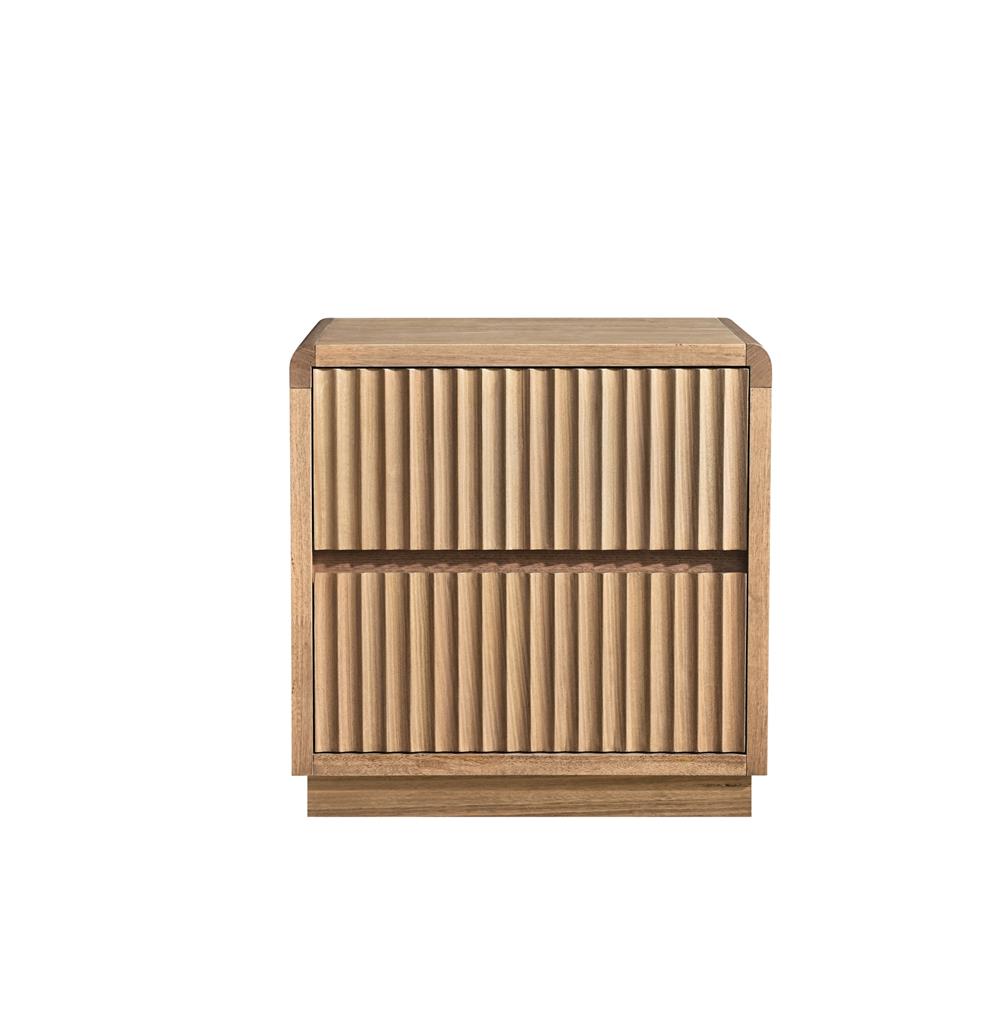 Belmont Fluted 2 Drawer Bedside Table - Light Smoke