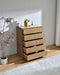 Belmont Fluted 5 Drawer Tallboy - Light Smoke
