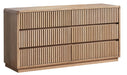 Belmont Fluted 6 Drawer Dresser - Light Smoke