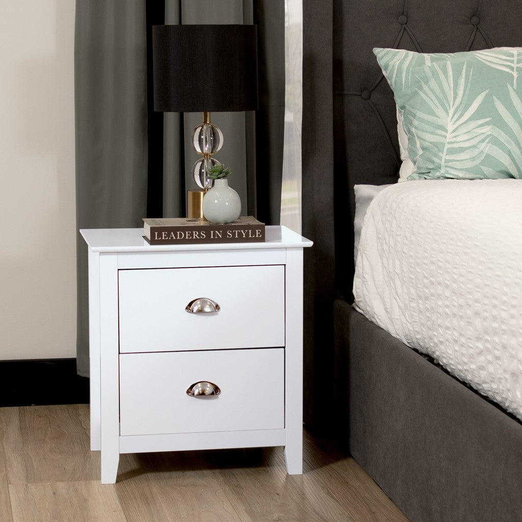 Nook 2 Drawer Bedside Table - White