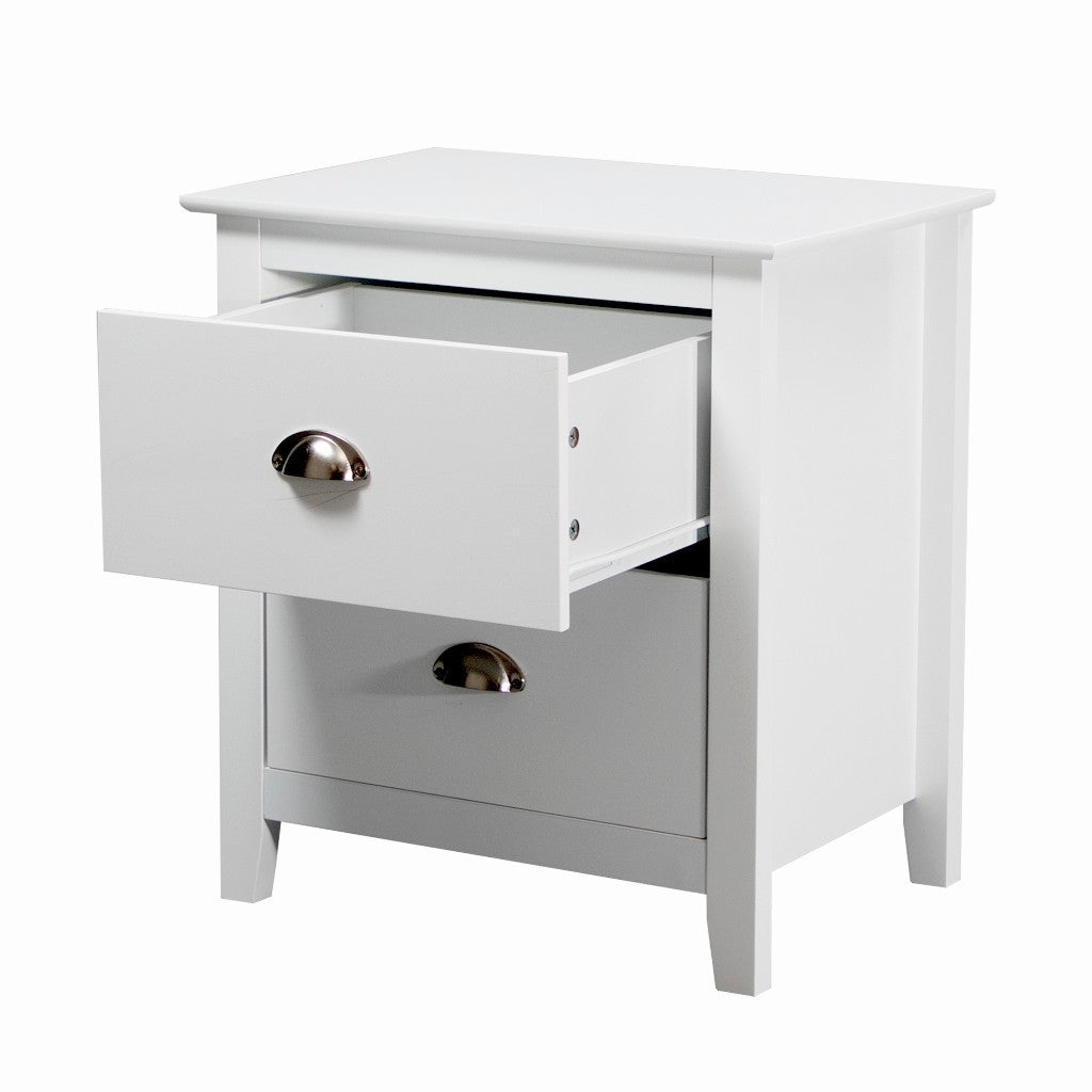 Nook 2 Drawer Bedside Table - White