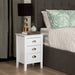Nook 3 Drawer Bedside Table - White