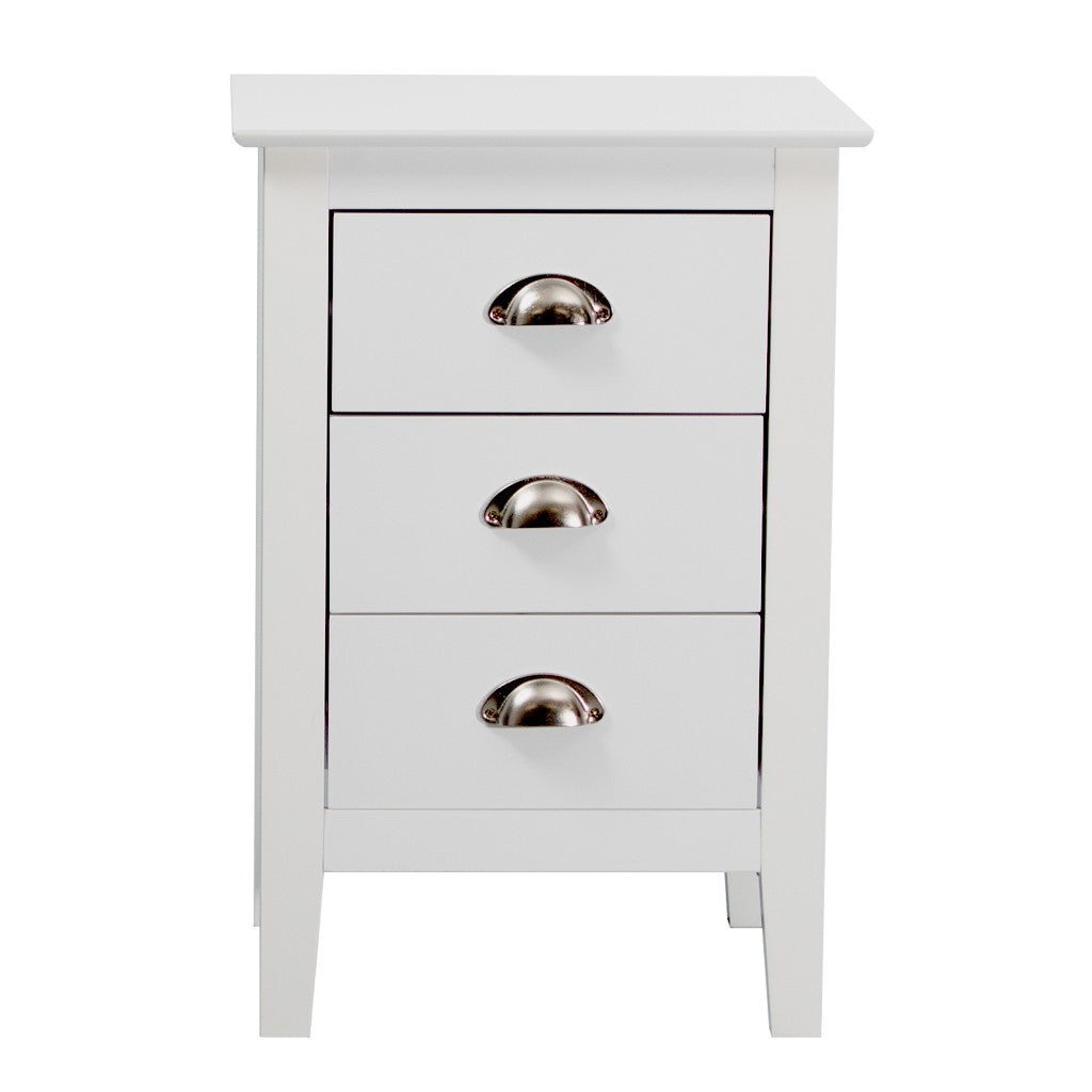 Nook 3 Drawer Bedside Table - White