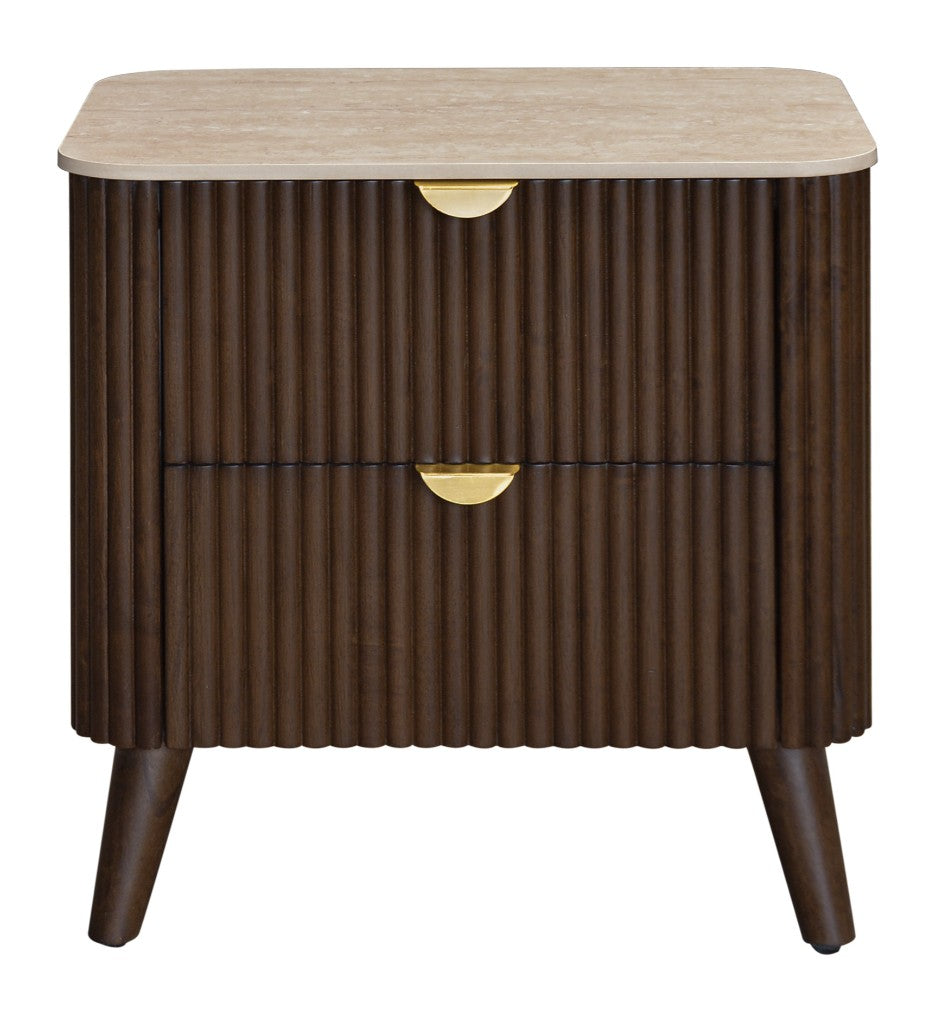 Tavana Sintered Stone 2 Drawer Bedside Table