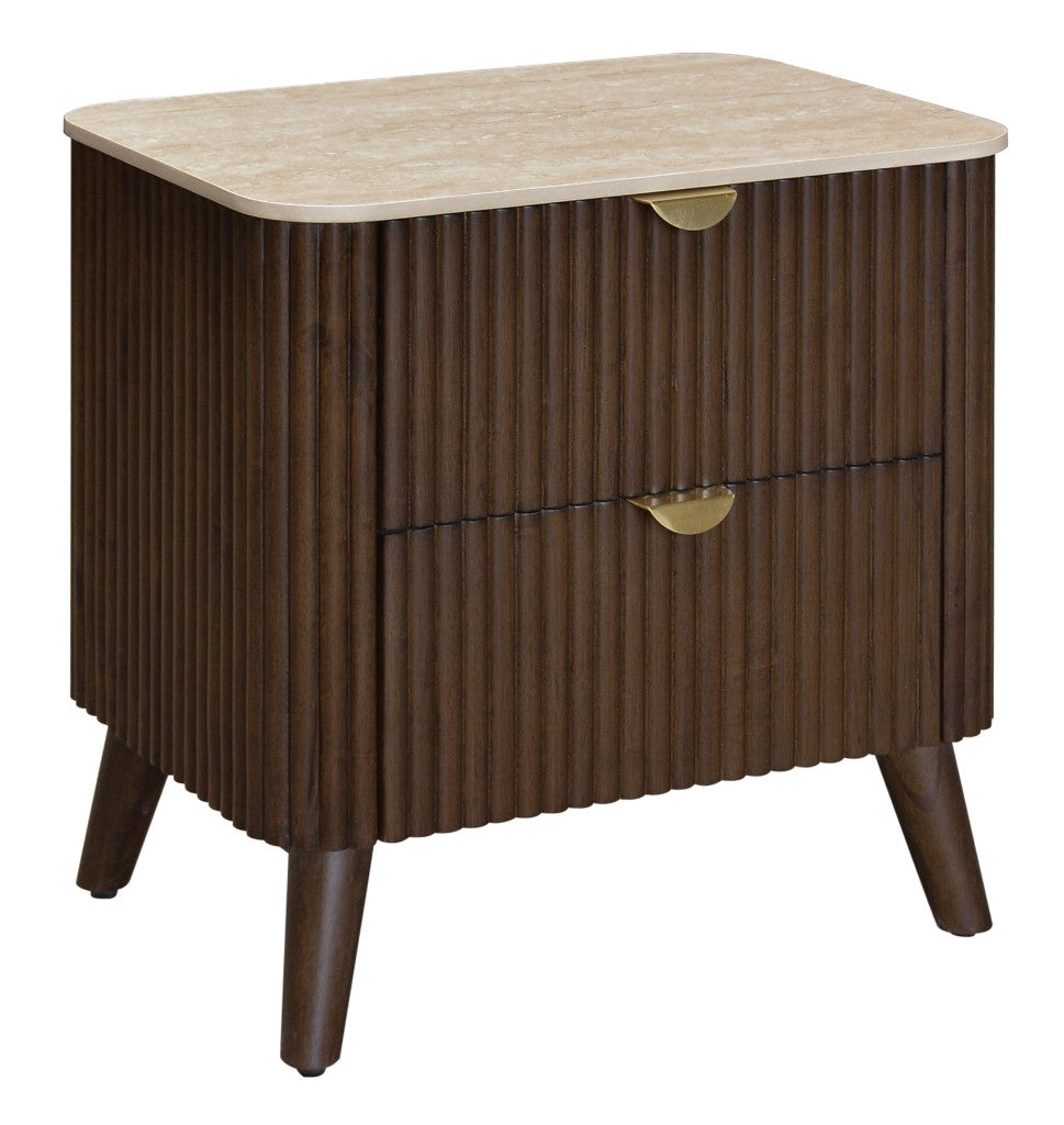 Tavana Sintered Stone 2 Drawer Bedside Table