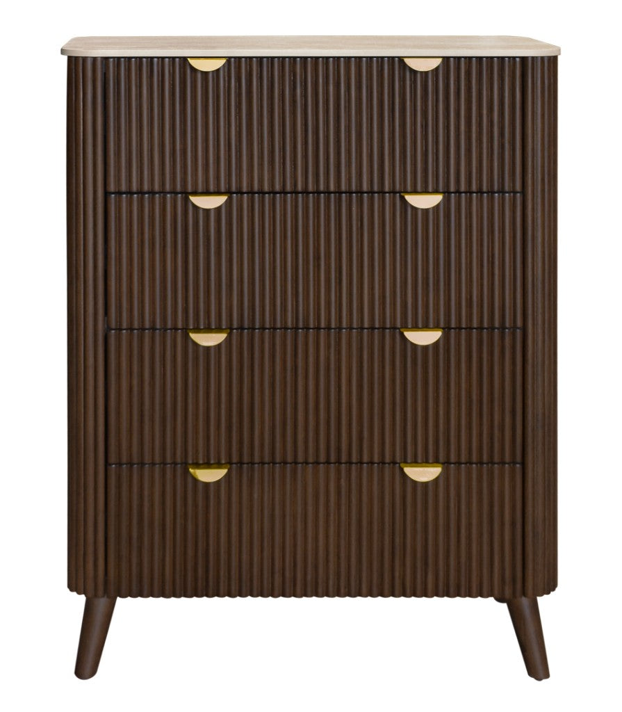 Tavana Sintered Stone 4 Drawer Tallboy - Walnut