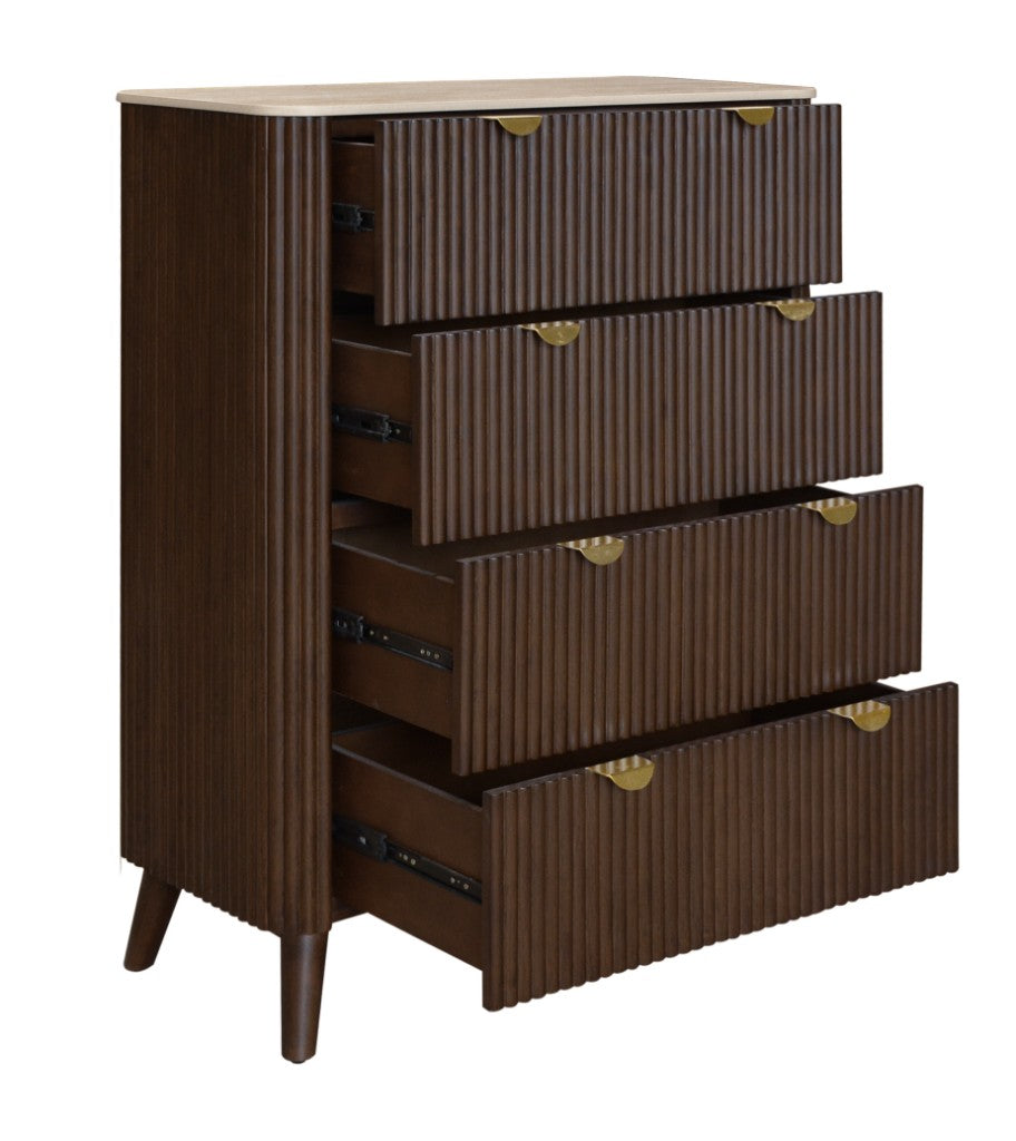 Tavana Sintered Stone 4 Drawer Tallboy - Walnut