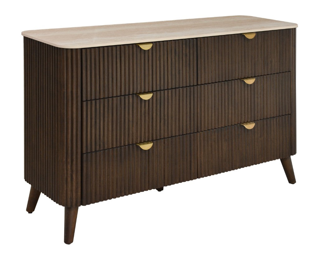Tavana Sintered Stone 6 Drawer Dresser - Walnut