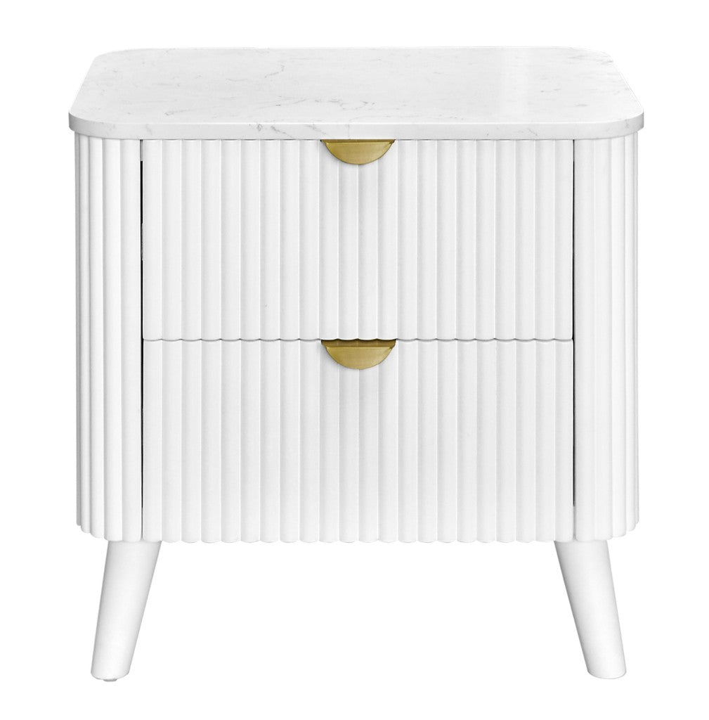 Tavana Sintered Stone 2 Drawer Bedside Table