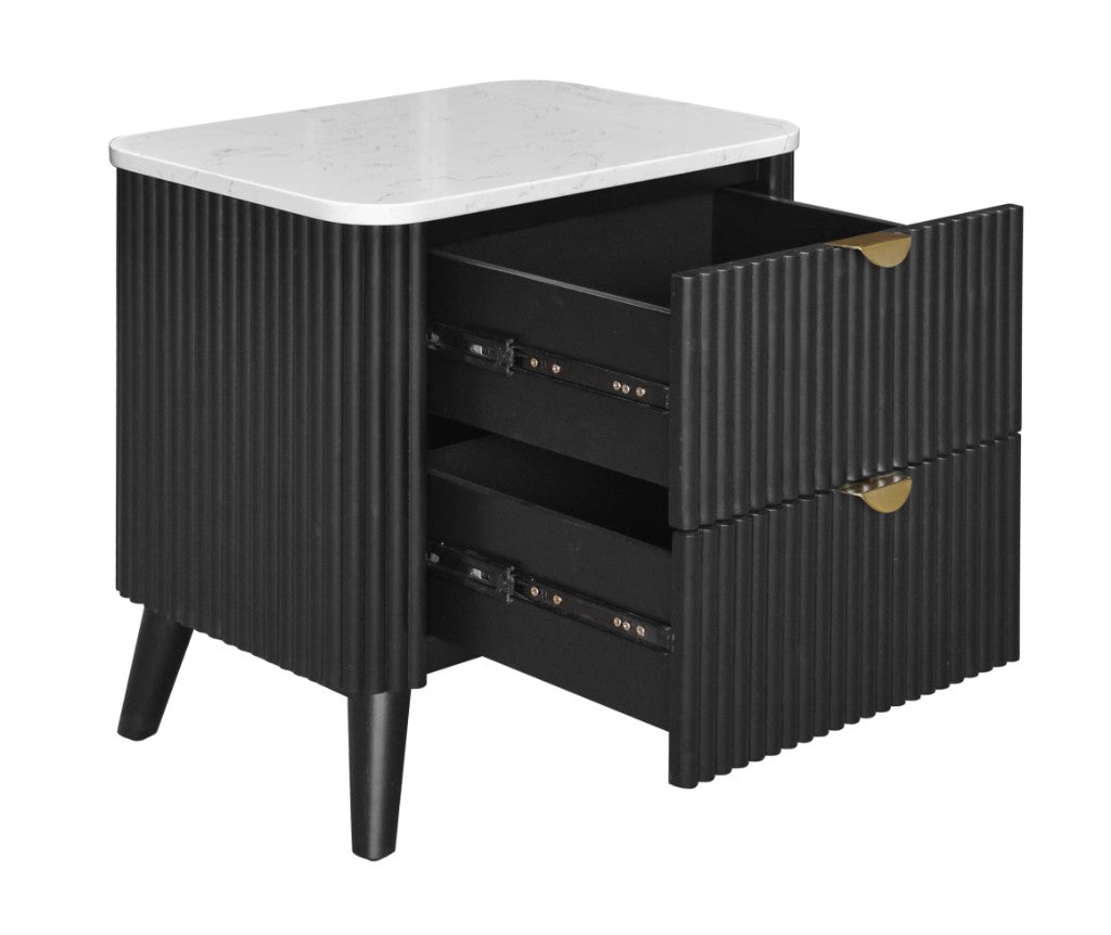 Tavana Sintered Stone 2 Drawer Bedside Table
