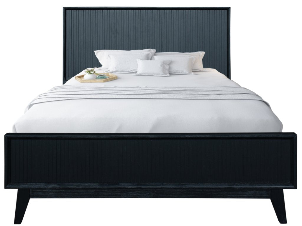 Clarisse Solid Acacia Wooden Bed - Brushed Black