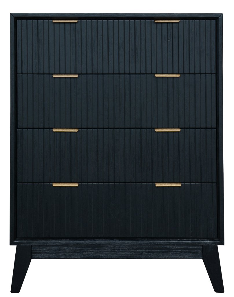 Ella 4 Drawer Tallboy - Brushed Black