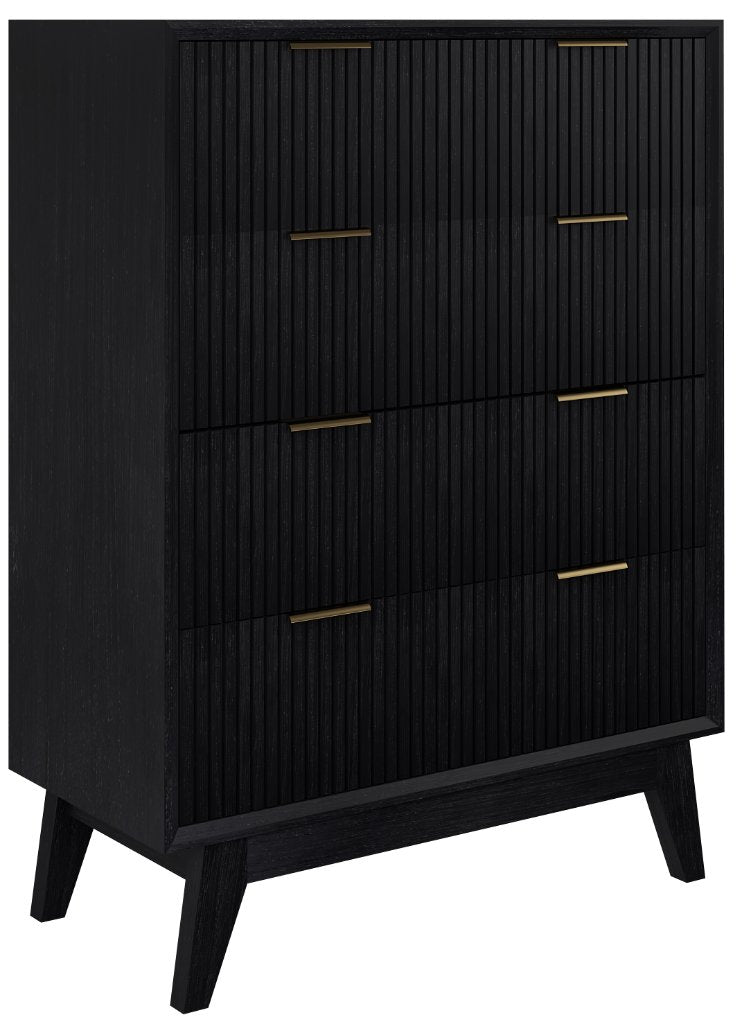 Ella 4 Drawer Tallboy - Brushed Black