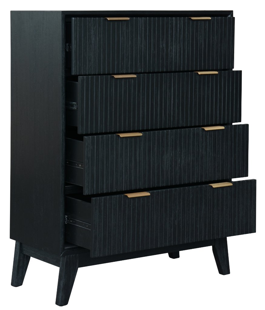 Ella 4 Drawer Tallboy - Brushed Black