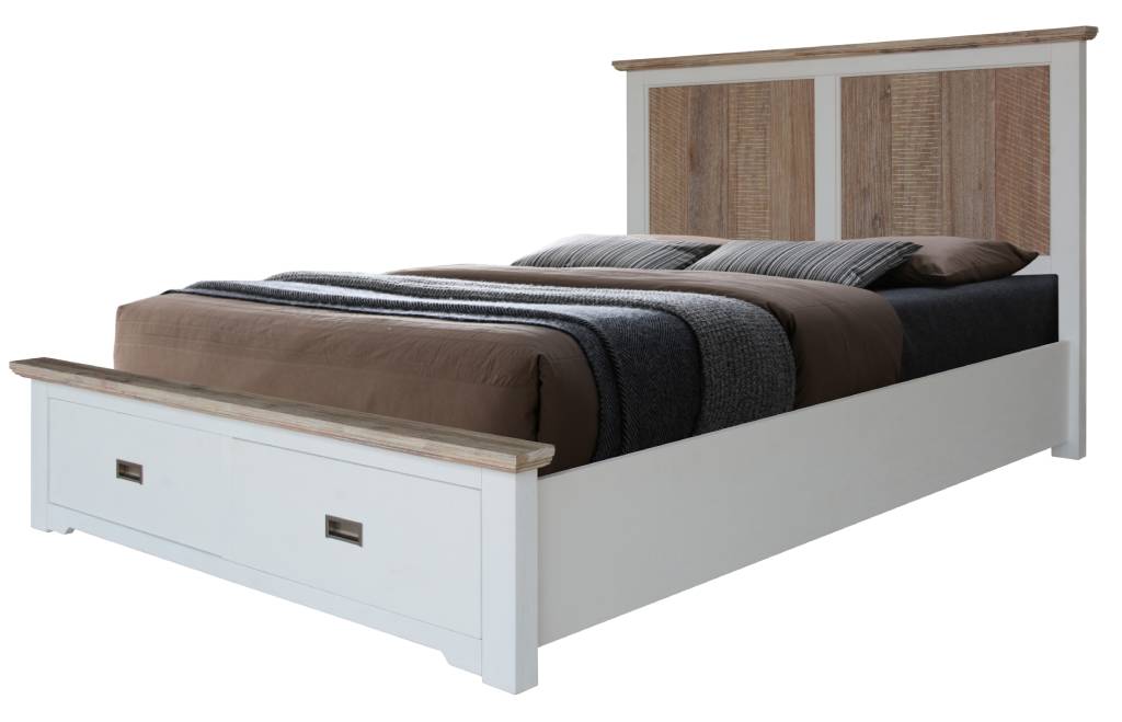 Folkestone Acacia Timber King Size Bed with Storage - Multi Colour