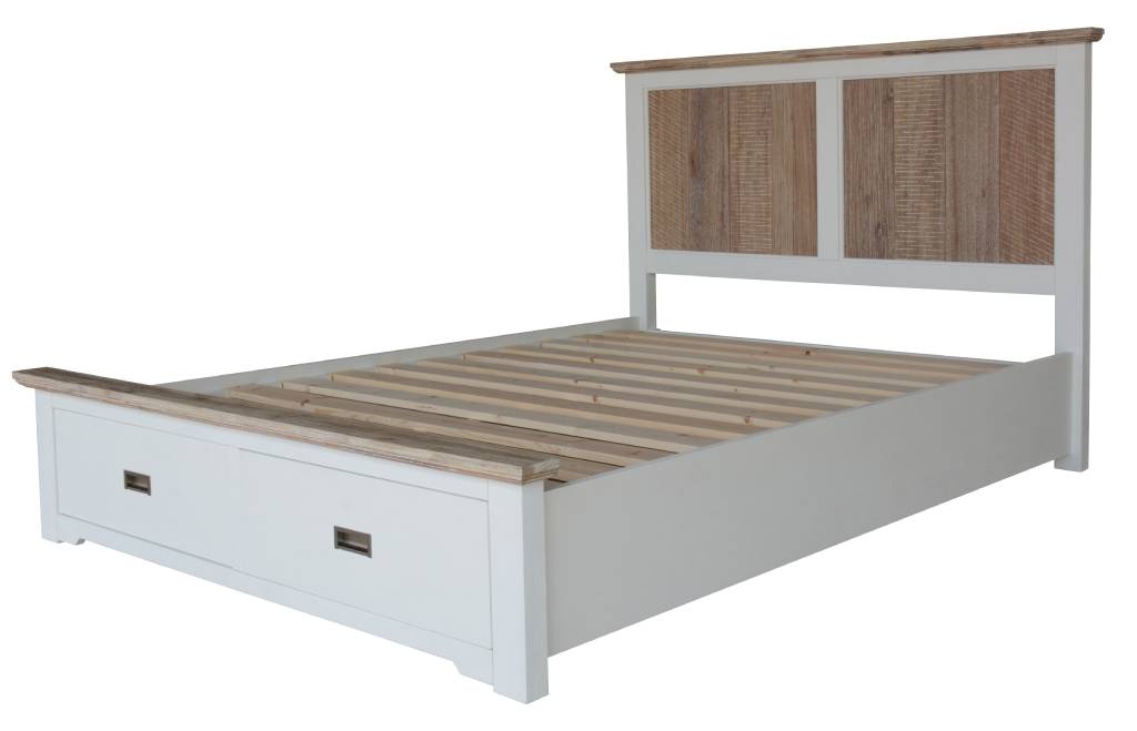 Folkestone Acacia Timber King Size Bed with Storage - Multi Colour