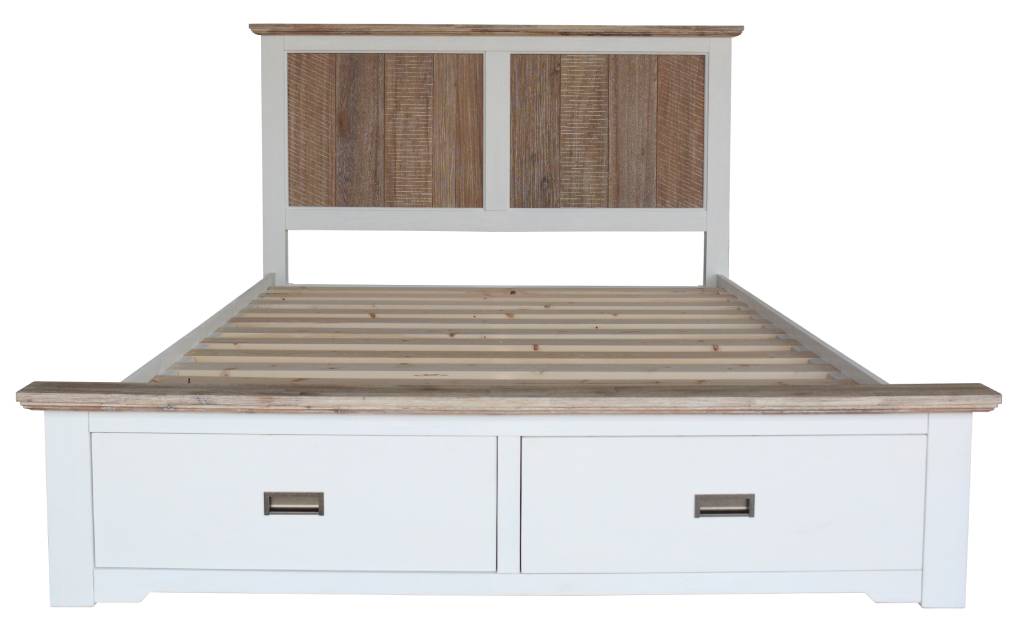 Folkestone Acacia Timber King Size Bed with Storage - Multi Colour