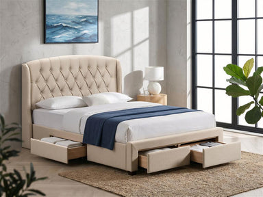 Grayson Winged 4 Drawer Queen Bed - Wheat