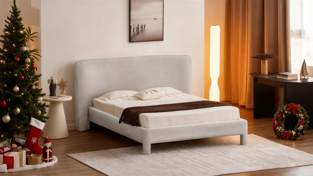 Willow Padded Upholstered Queen Bed - Oatmeal