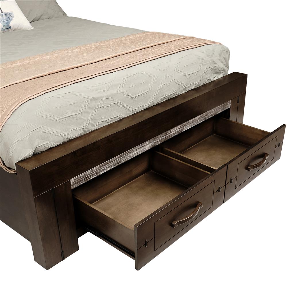 Timberline Queen Bed with Drawers - Charcoal Grey