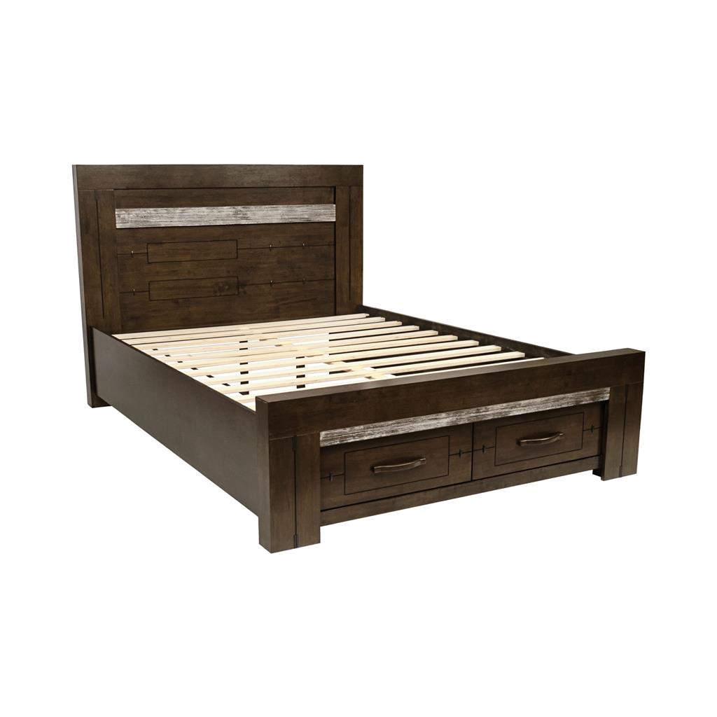 Timberline Queen Bed with Drawers - Charcoal Grey