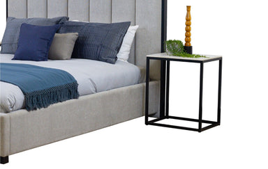 Beatrix Marble Top Bedside Table - Grey