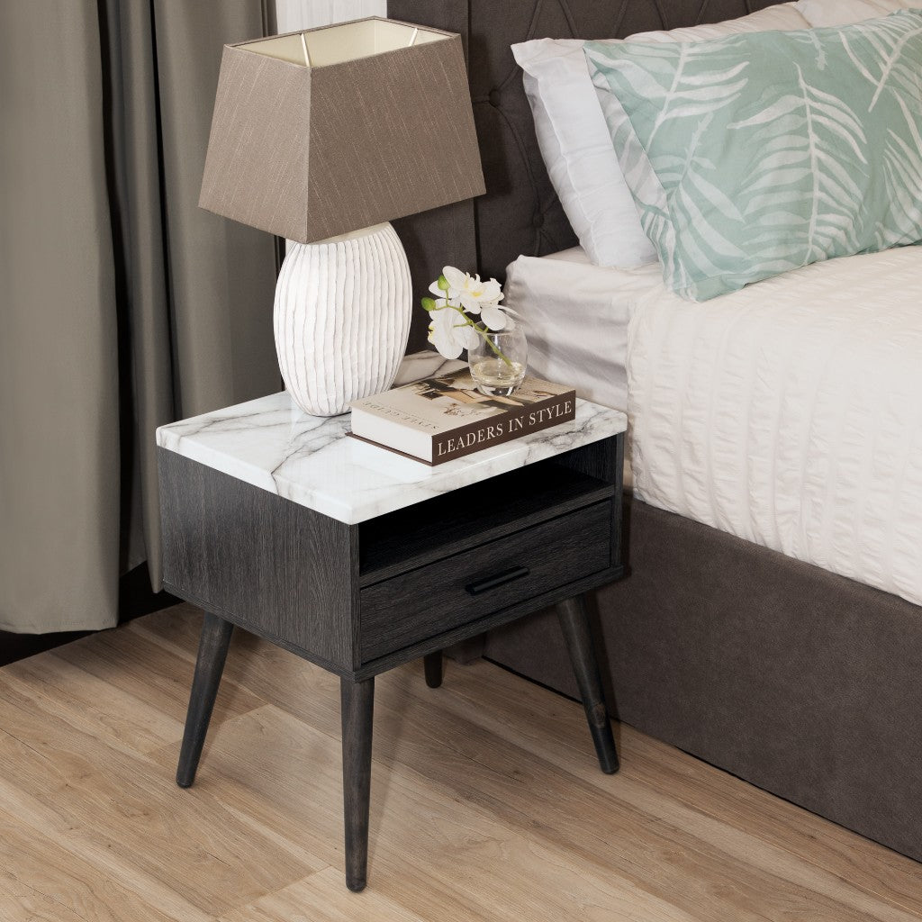 Nook 1 Drawer Bedside Table - Espresso/Oak