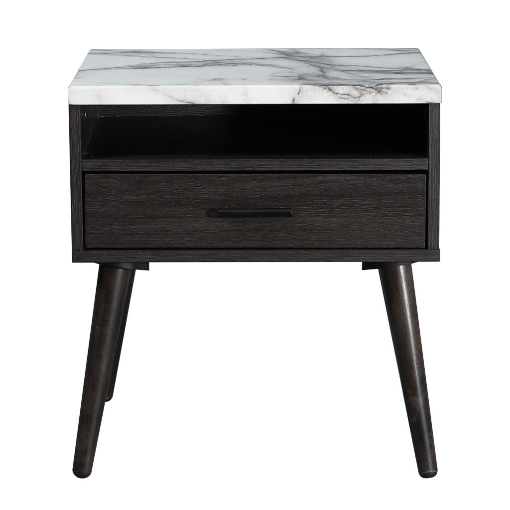 Nook 1 Drawer Bedside Table - Espresso/Oak