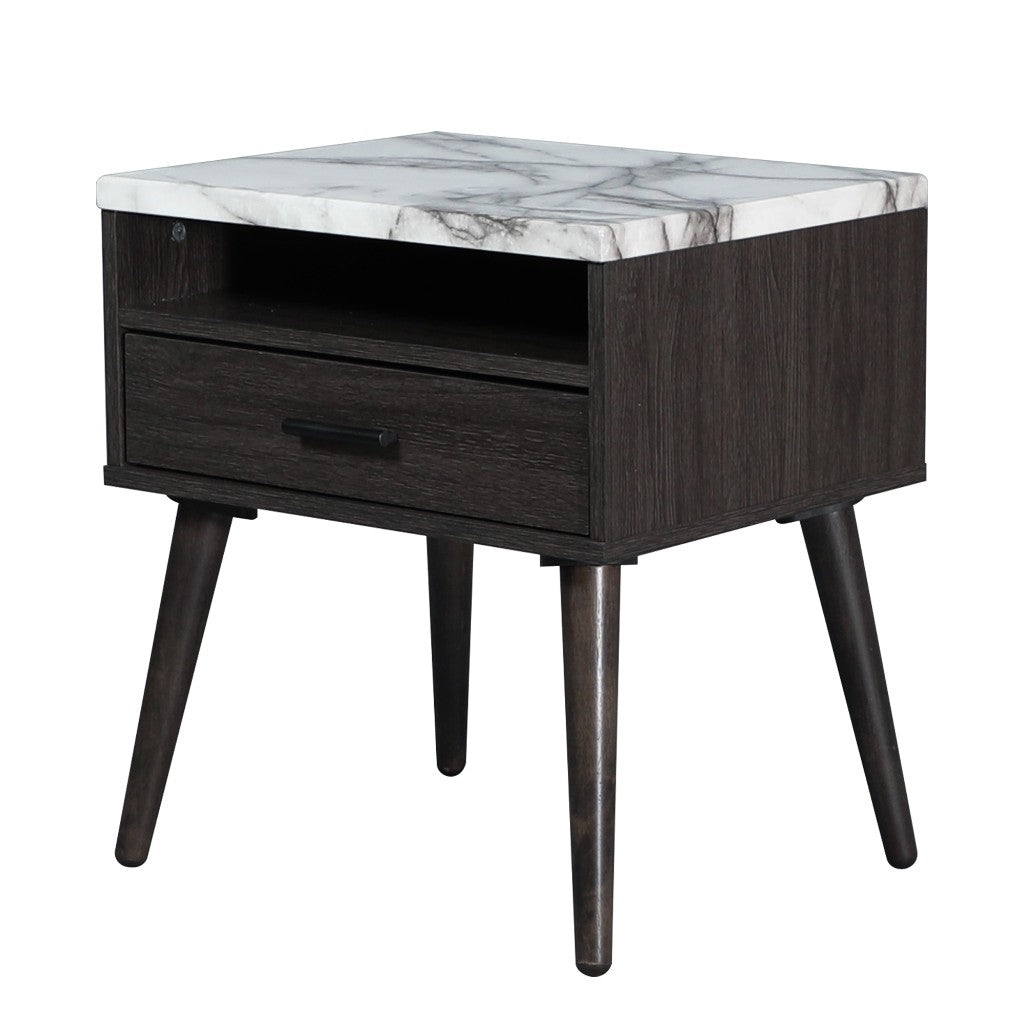 Nook 1 Drawer Bedside Table - Espresso/Oak
