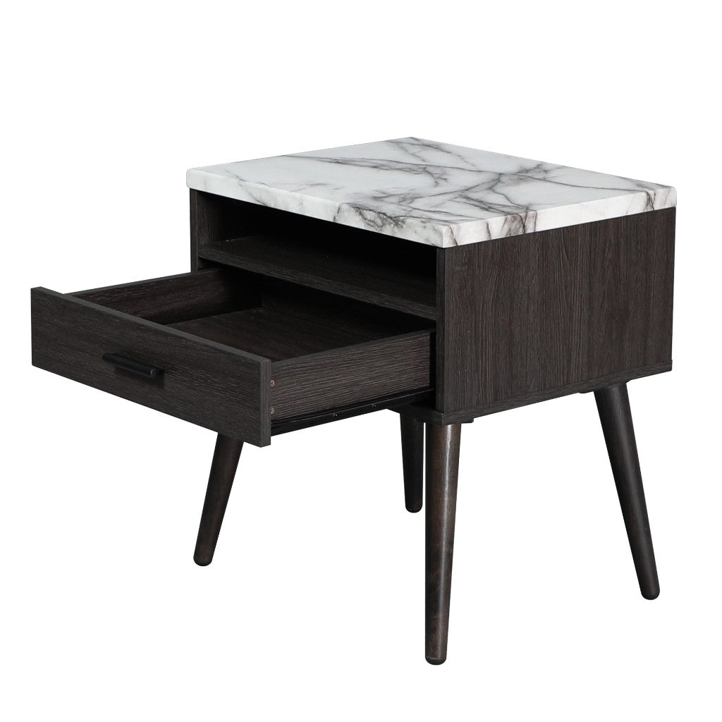 Nook 1 Drawer Bedside Table - Espresso/Oak
