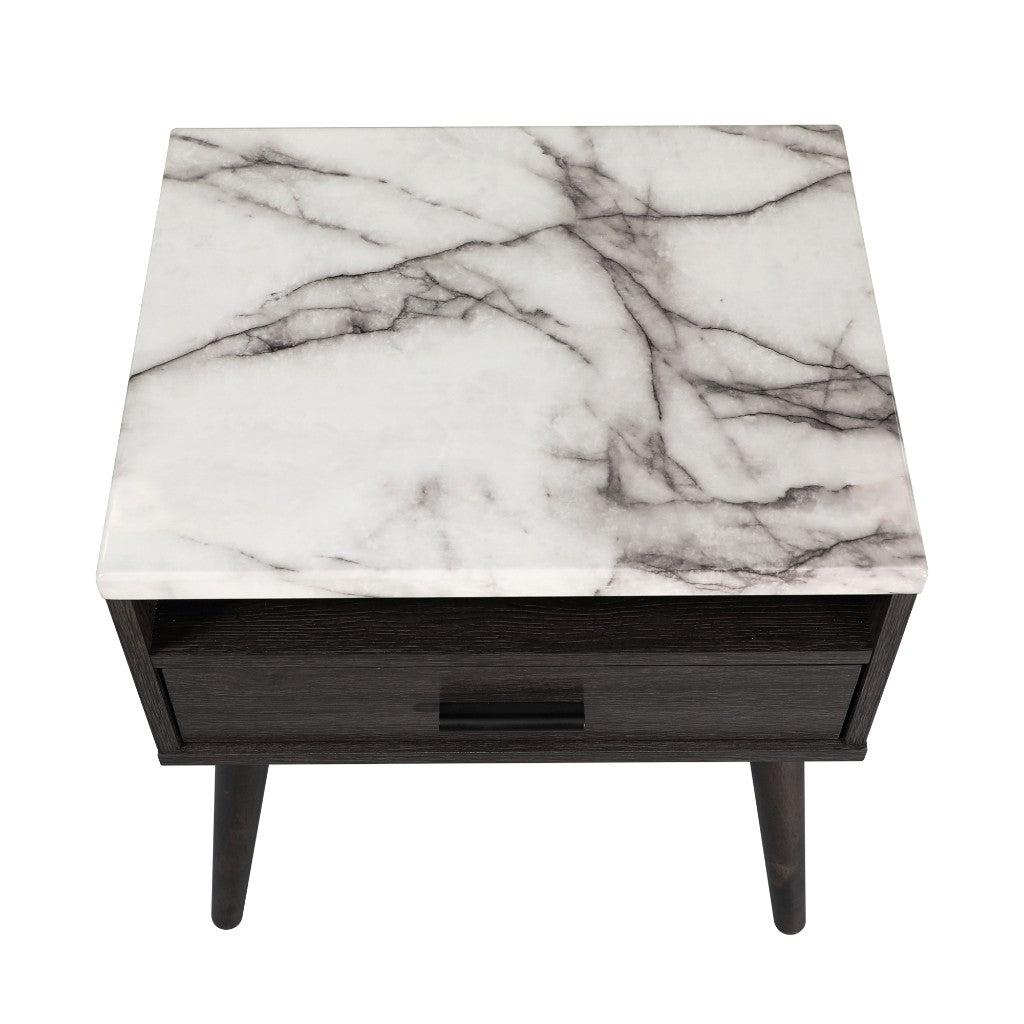 Nook 1 Drawer Bedside Table - Espresso/Oak