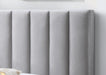 Mason Channelled Velvet Queen Bed - Light Grey
