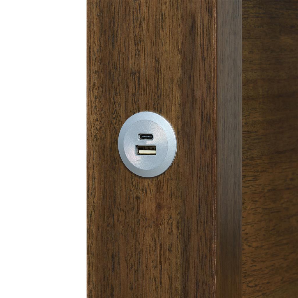 Solenne Gas Lift Queen Bed with USB - Smoke