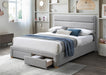 Rhett Ribbed King Bed with Drawers & USB - Light Grey
