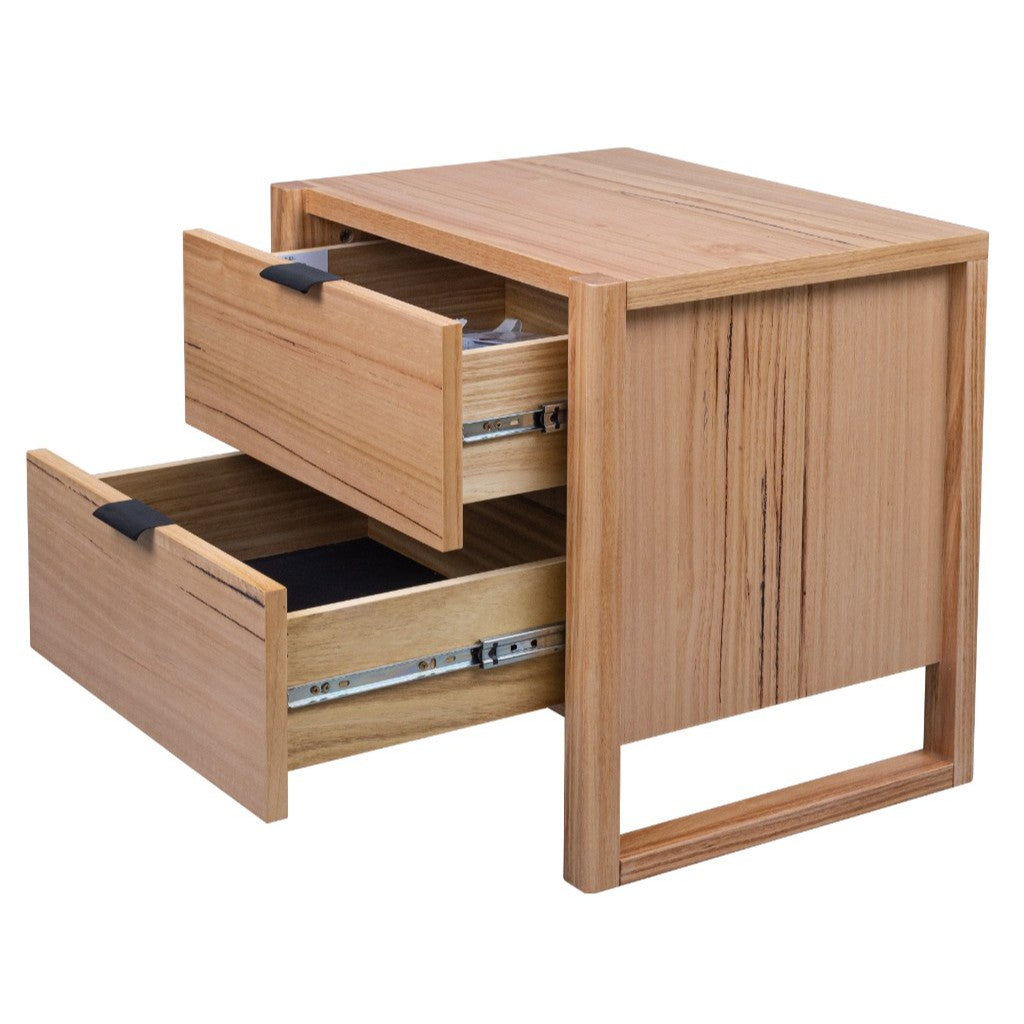 Perisher 2 Drawer Messmate Timber Bedside Table - Natural