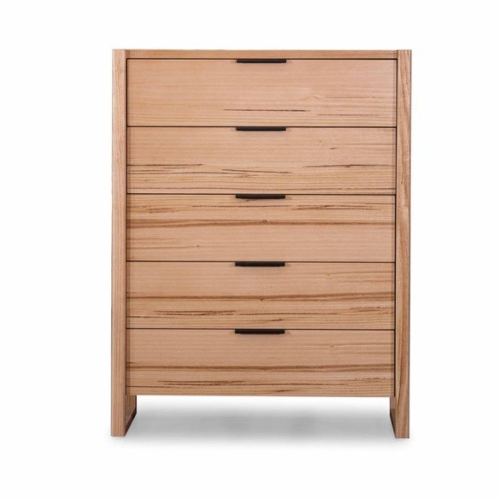 Perisher 5 Drawer Messmate Timber Tallboy - Natural