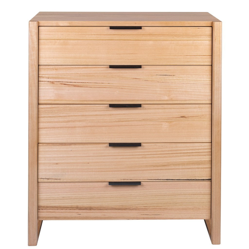 Perisher 5 Drawer Messmate Timber Tallboy - Natural