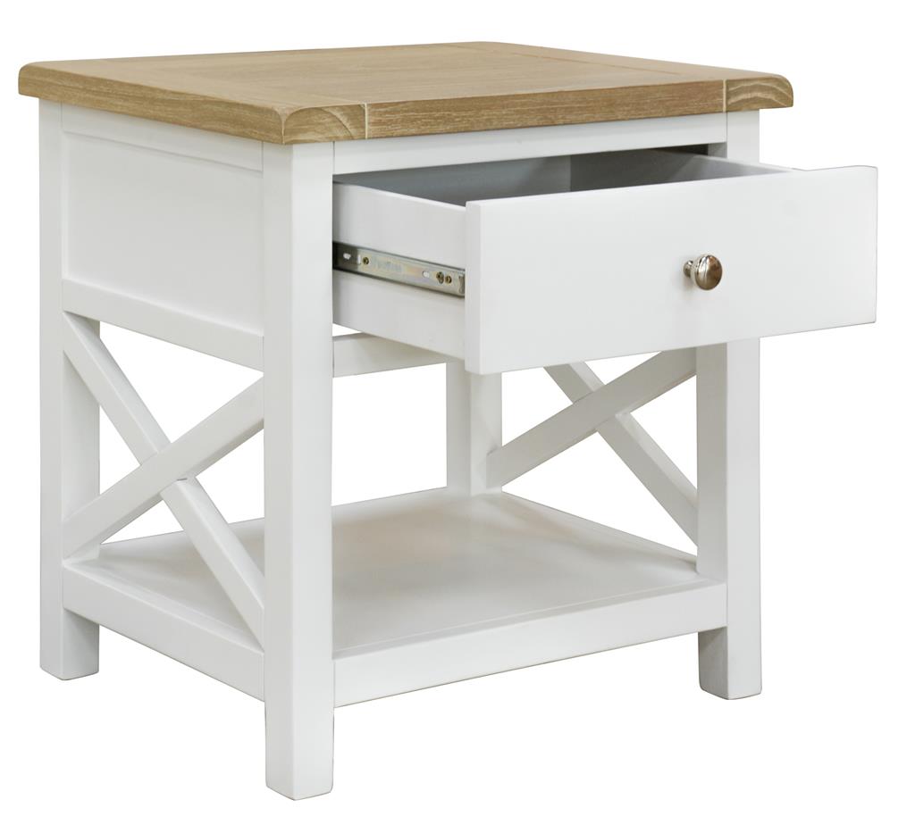 Driftwood 1 Drawer Bedside Table - Oak/White
