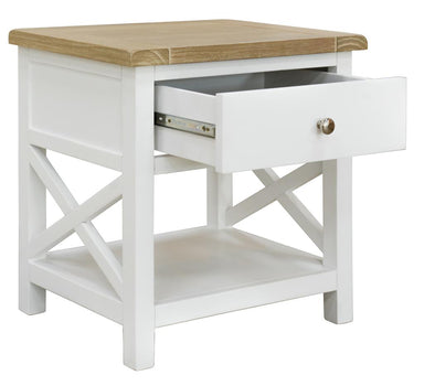 Driftwood 1 Drawer Bedside Table - Oak/White