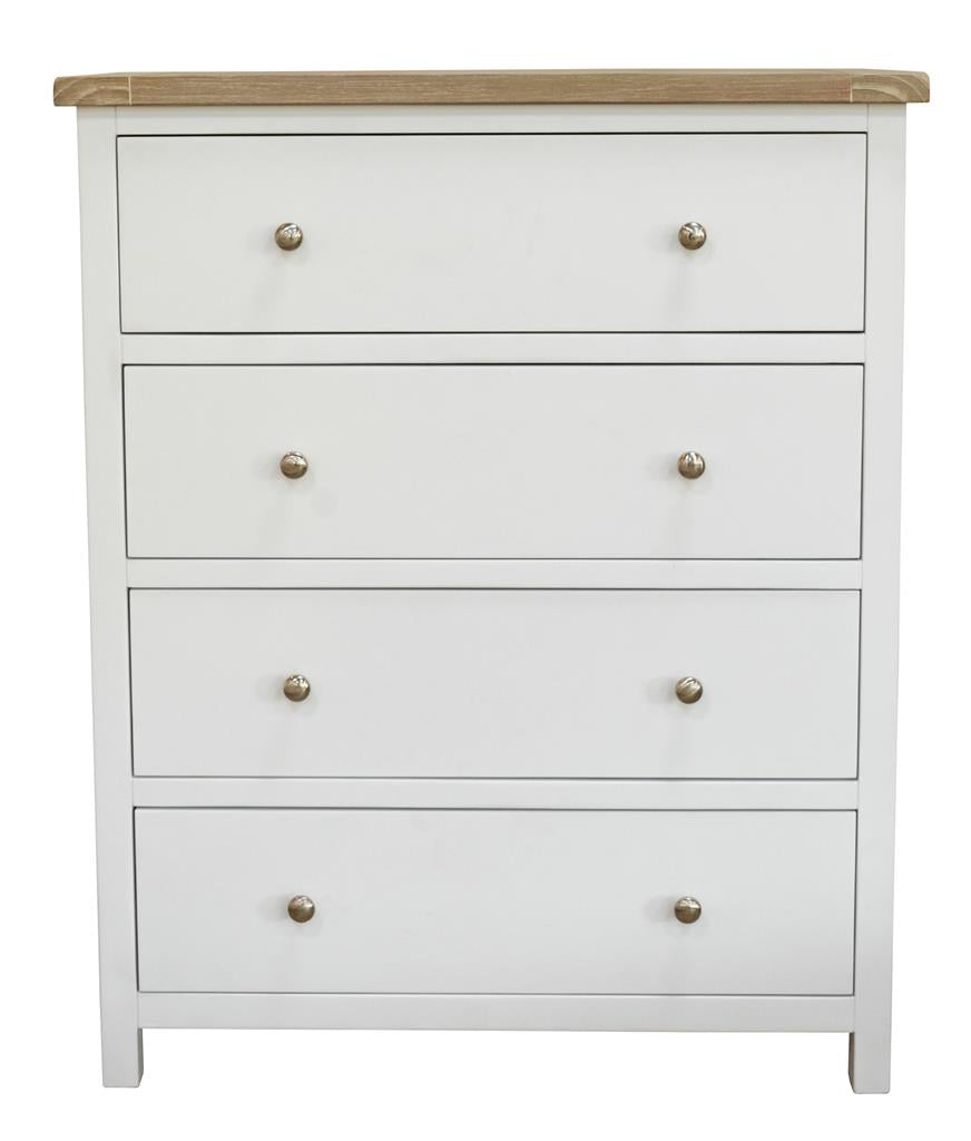 Driftwood 4 Drawer Tallboy - Oak/White