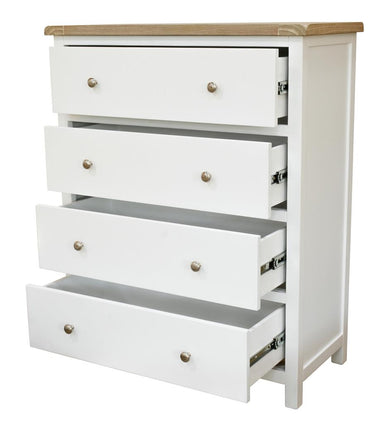 Driftwood 4 Drawer Tallboy - Oak/White