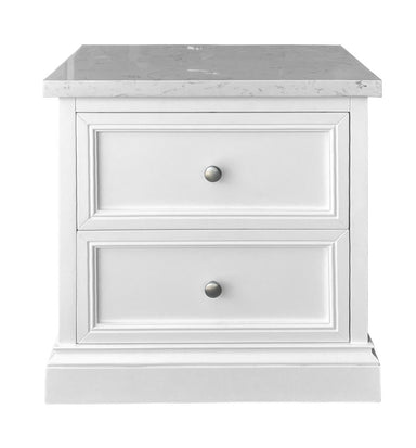 Kensal Marble Top 2 Drawer Bedside - White