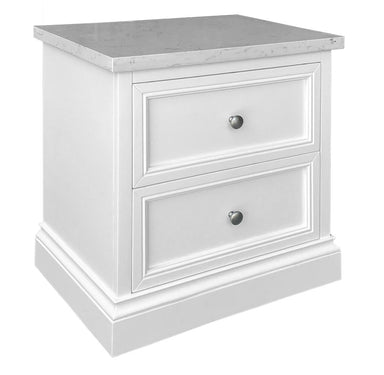 Kensal Marble Top 2 Drawer Bedside - White